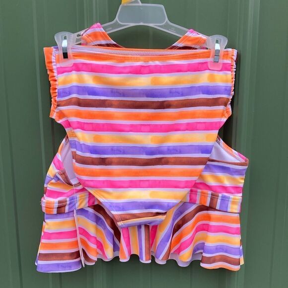 Girls Striped & Unicorn Tankini Swimsuit Bathing Suit 2-Pack Size L 10/12 - Picture 3 of 11